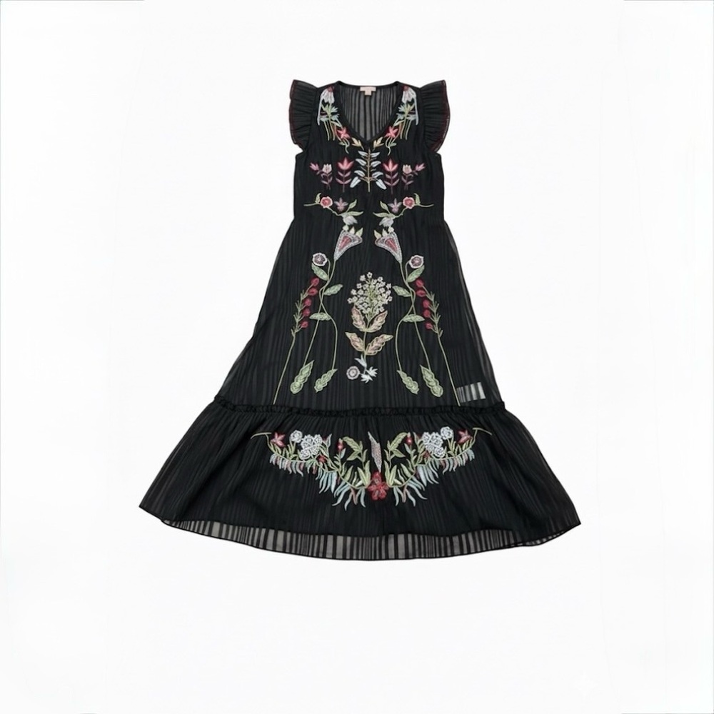 Not So Serious by Pallavi Mohan Black Embroidered Maxi Dress - Size 8 - Picture 5 of 10